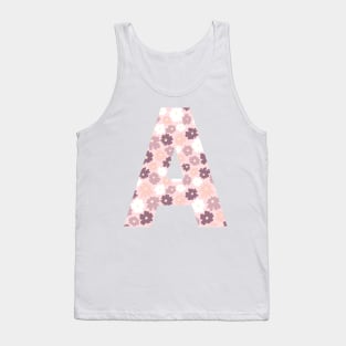 Letter A Purple Pink Flowers Background Design Tank Top